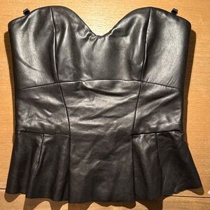 NWOT Babaton Size 6 Faux Leather Bustier w Removable Straps